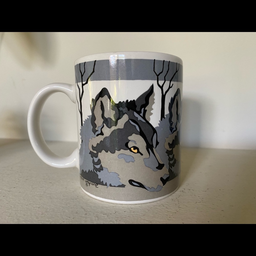 Vintage double wolf with moon mug 80’s Tom Taylor